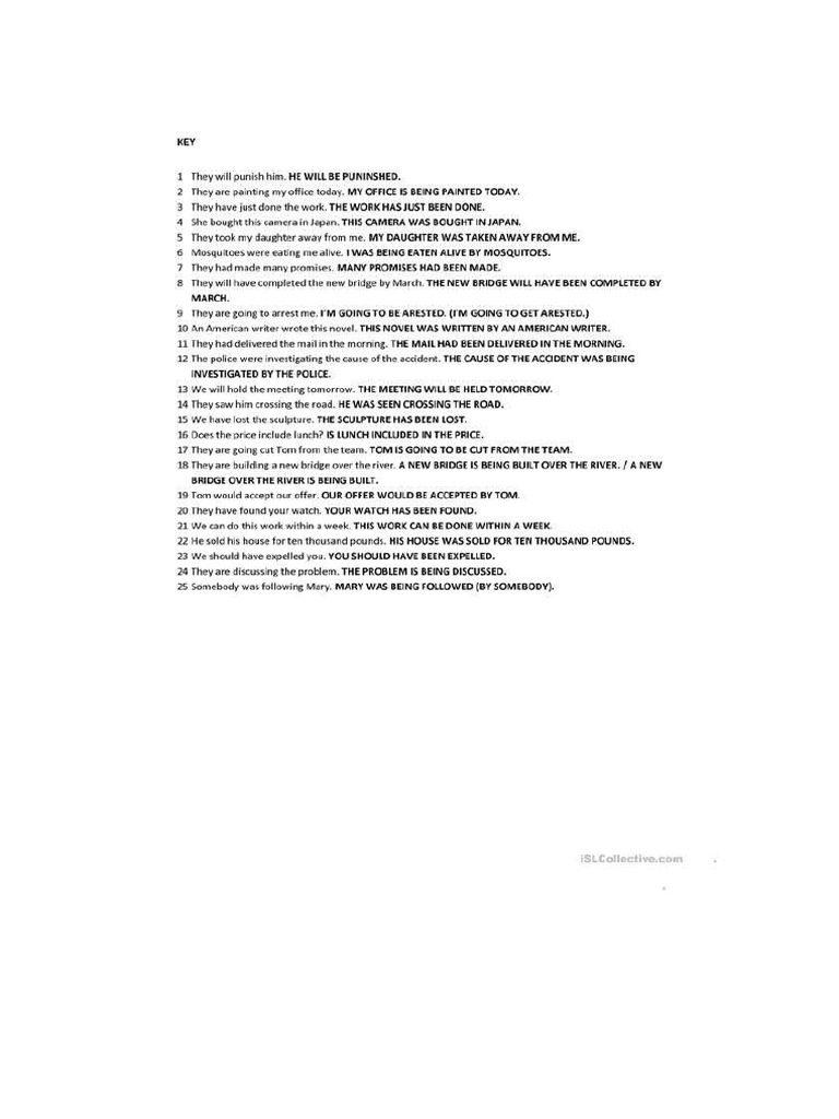 Passive Exercises Key | PDF