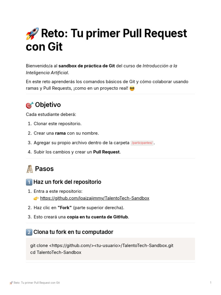 Primer Pull Request con Git: Guía Rápida | PDF | Control de versiones ...