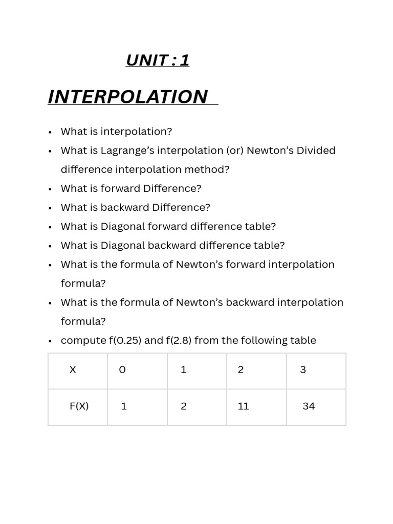 Interpolation Methods and Formulas | PDF