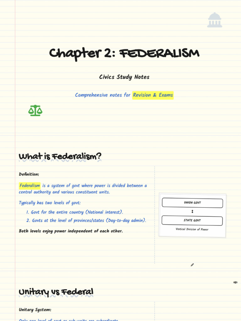 Federalism Study Notes | PDF