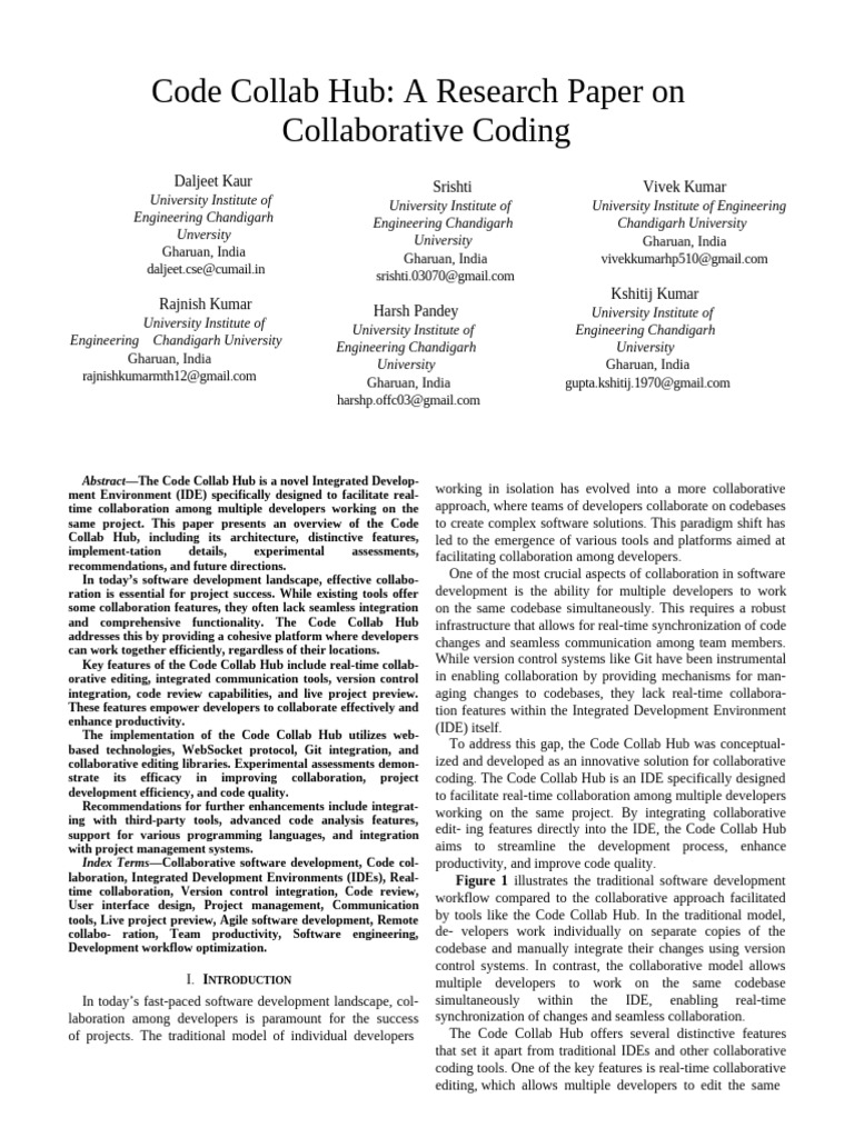Code Collab Hub: Real-Time Coding Collaboration | PDF | Software ...