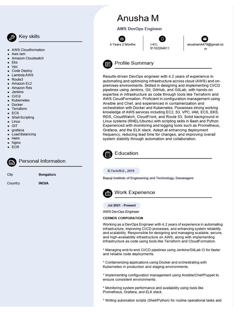 AWS DevOps Engineer Profile Summary | PDF | Amazon Web Services | Free ...