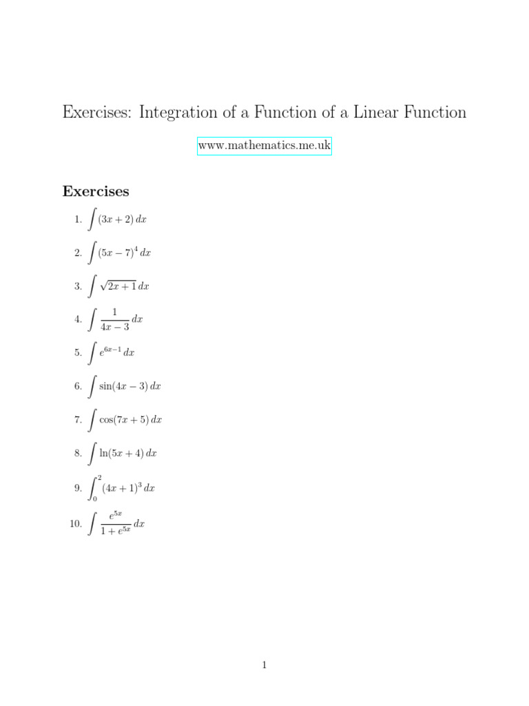 Integration Exercises for Linear Functions | PDF | Chess Theory | Chess
