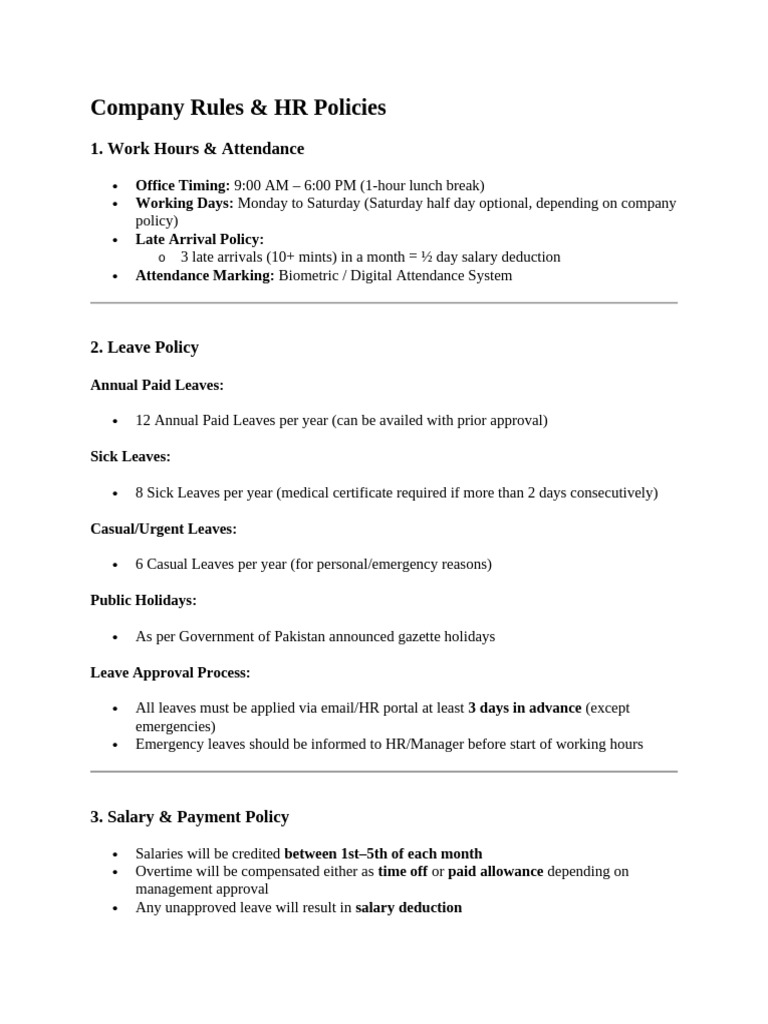 Company HR Policies and Guidelines | PDF