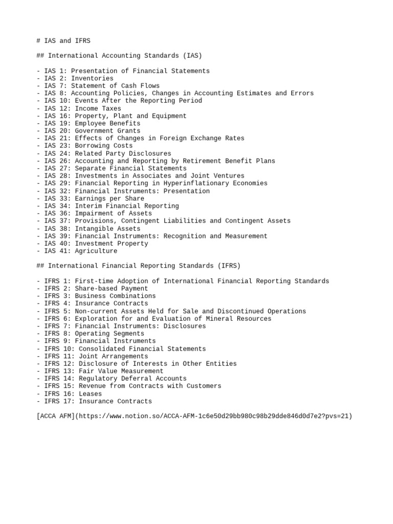 IAS and IFRS Standards Overview | PDF