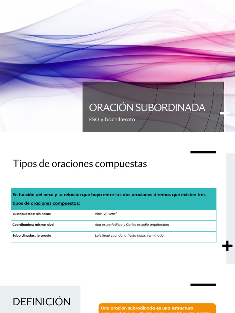 Tipos y funciones de oraciones subordinadas | PDF | Oración ...