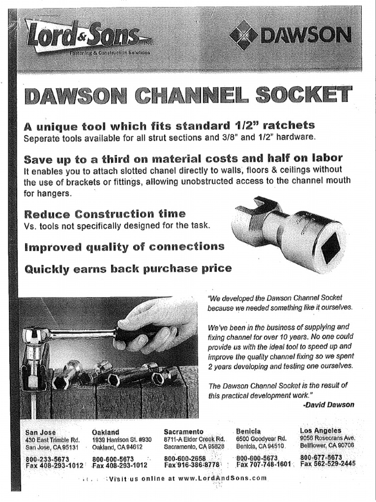 Dawson Unistrut Socket Tool | PDF