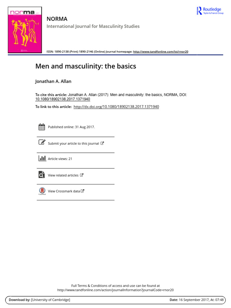Men and Masculinity: A Basic Overview | PDF | Masculinity | Gender