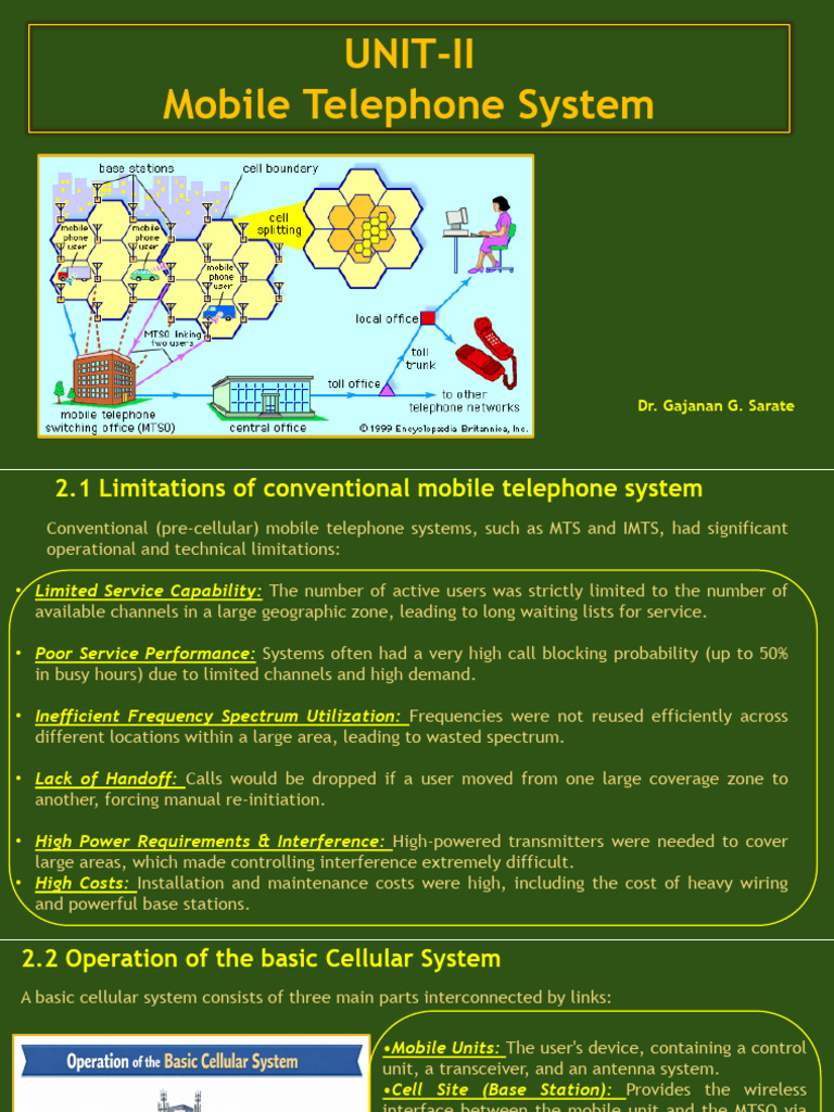 MCS_UNIT-II_Mobile Teliphone System_Dr. G G S | PDF | Cellular Network ...