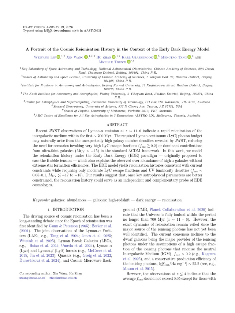 Cosmic Reionization in Early Dark Energy | PDF | Astronomical Objects ...