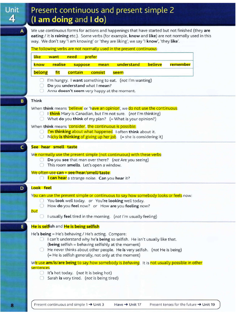 Cambridge - English Grammar Unit 4 | PDF