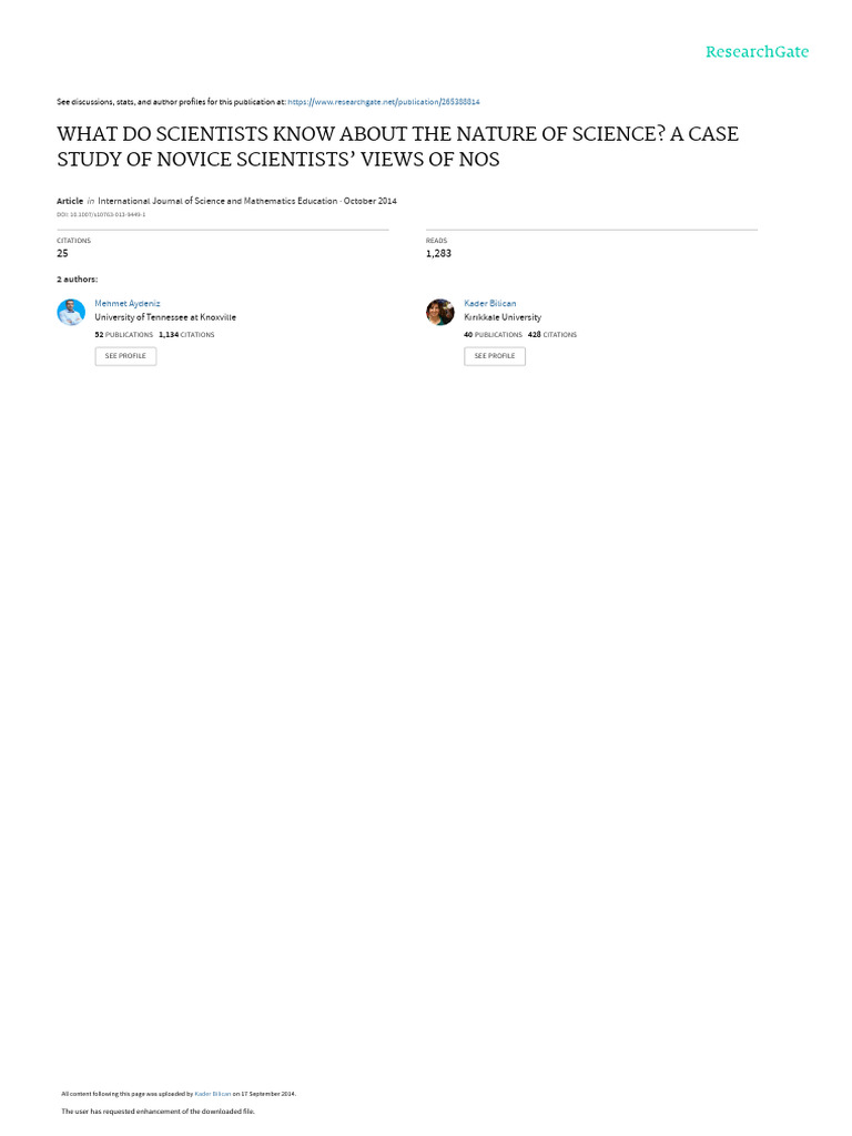 Novice Scientists View on NOS | PDF | Science | Knowledge