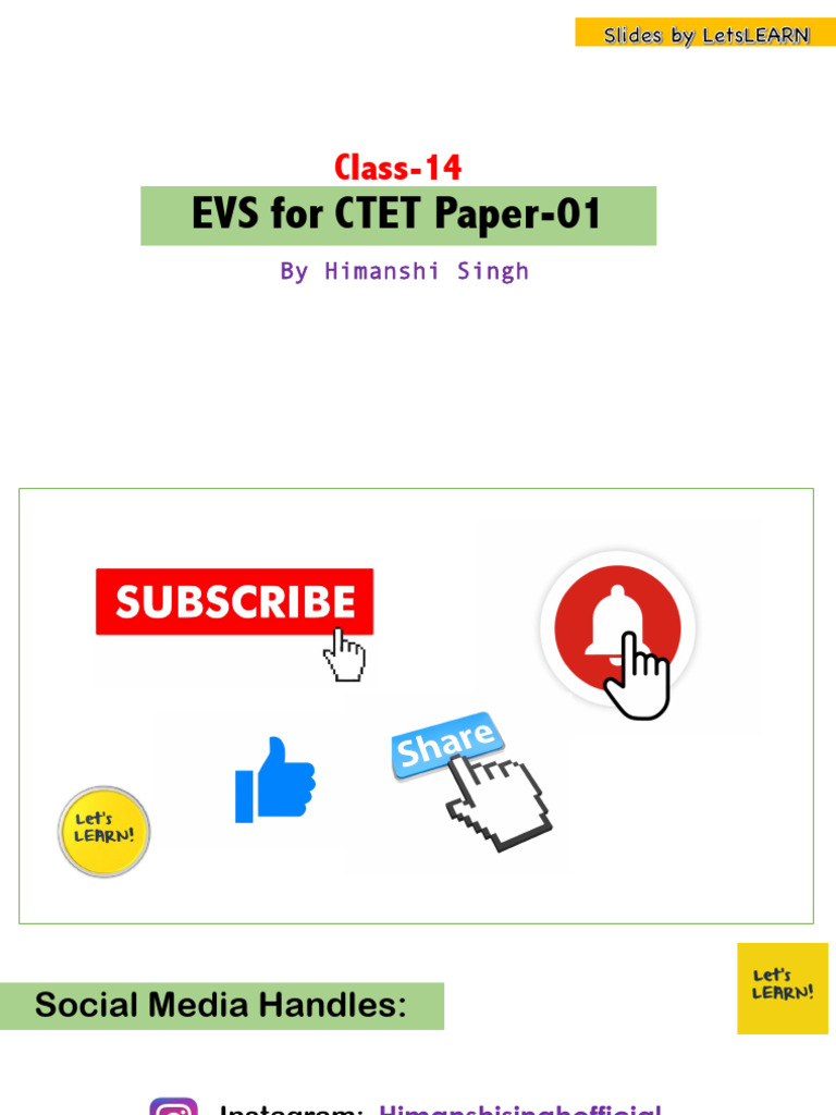 EVS for CTET Class-14 | PDF