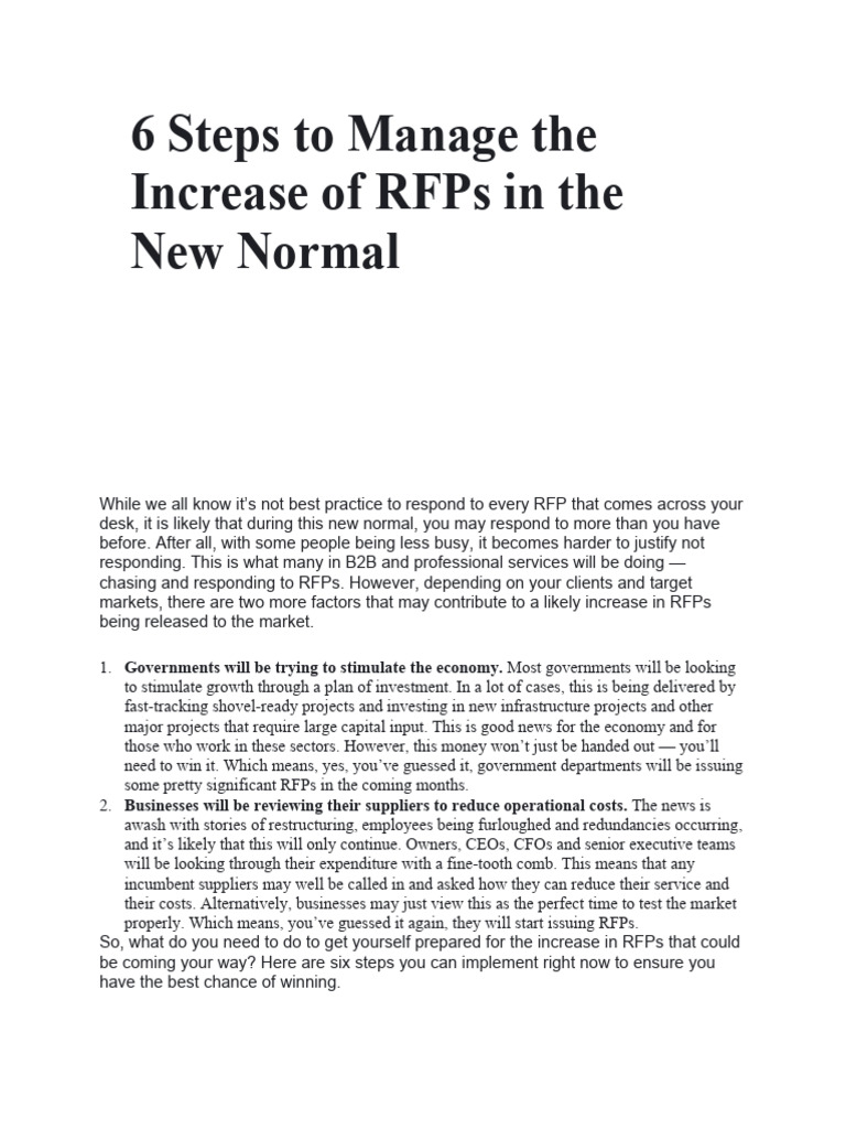 6 Steps to Handle Increased RFPs | PDF