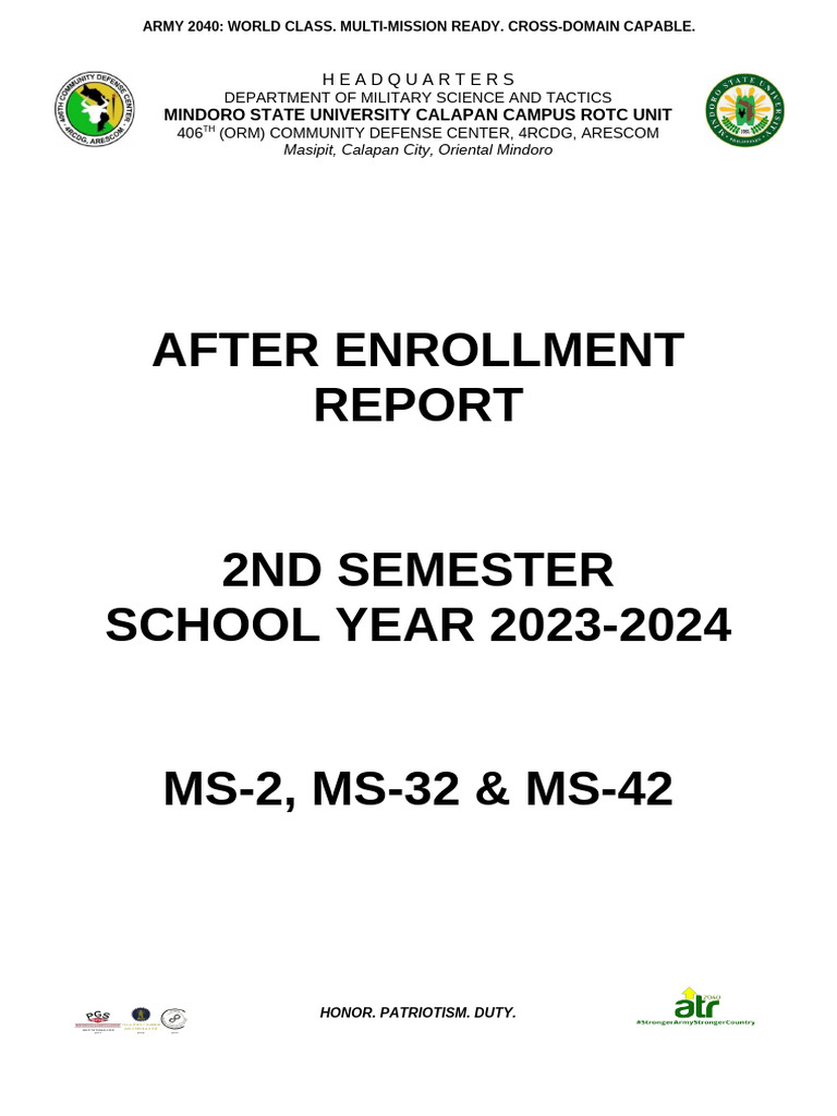 ROTC Enrollment Report 2023-2024 | PDF | Military Education And Training