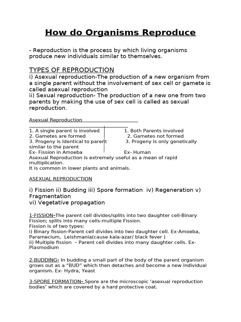 Types of Reproduction in Organisms | PDF | Uterus | Menstrual Cycle