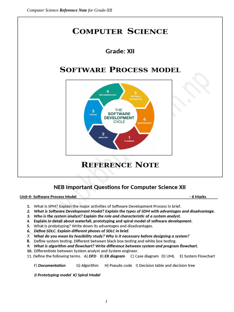 Software Process Model for Grade XII | PDF | Software Development ...