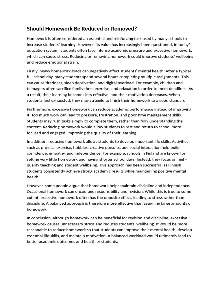 Reducing Homework for Student Wellbeing | PDF | Homework | Well Being