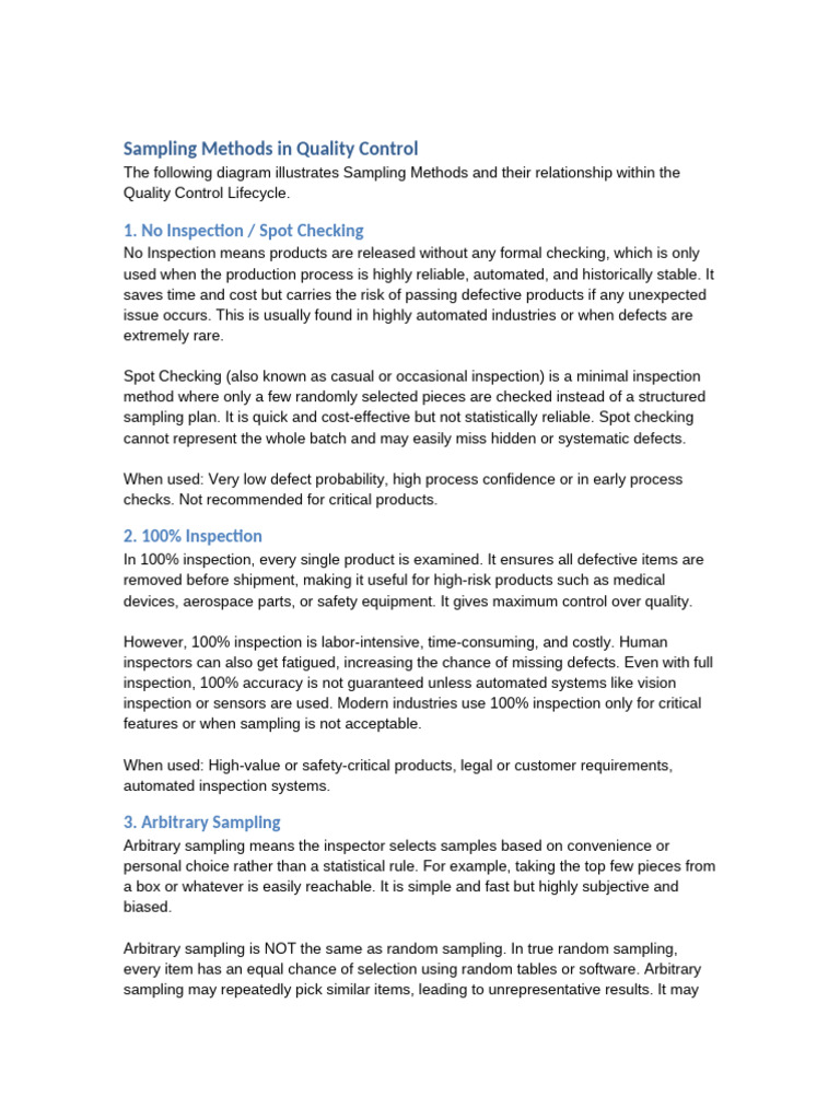 Quality Control Sampling Methods Explained | PDF | Sampling (Statistics)