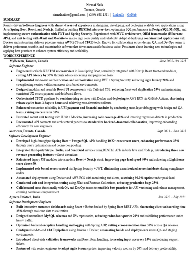 Software Engineer with Java & React Expertise | PDF | Unit Testing ...
