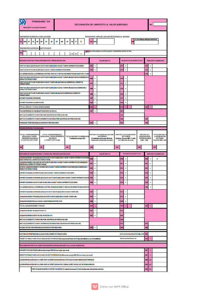 Formulario 104 2016 | PDF