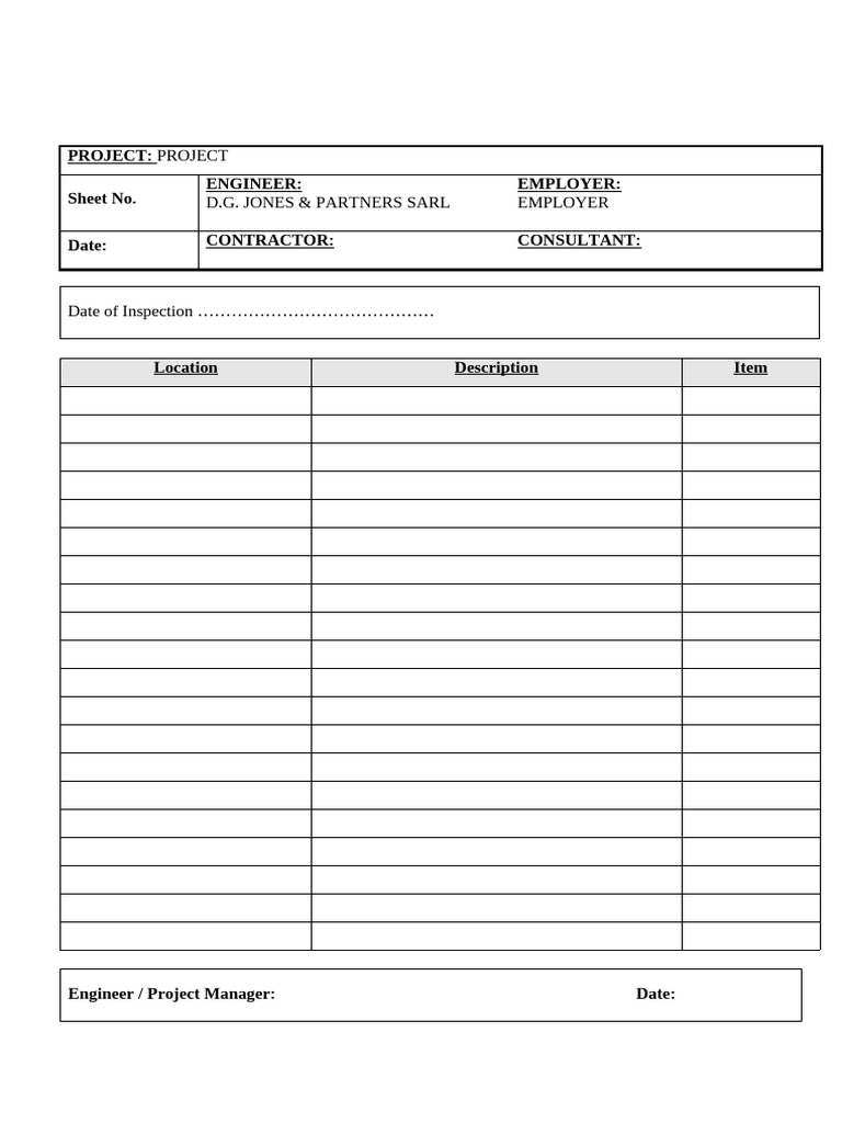 Project Inspection Report Template | PDF