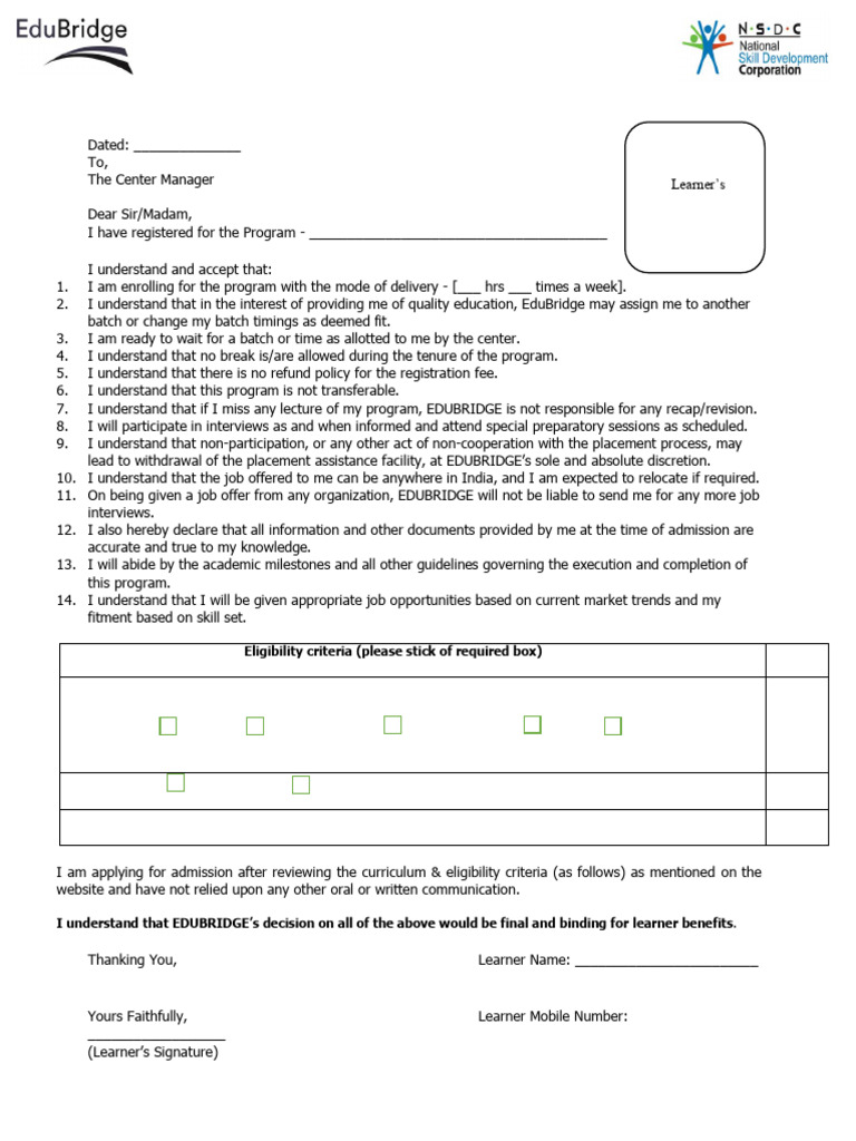 EduBridge Program Enrollment Form | PDF