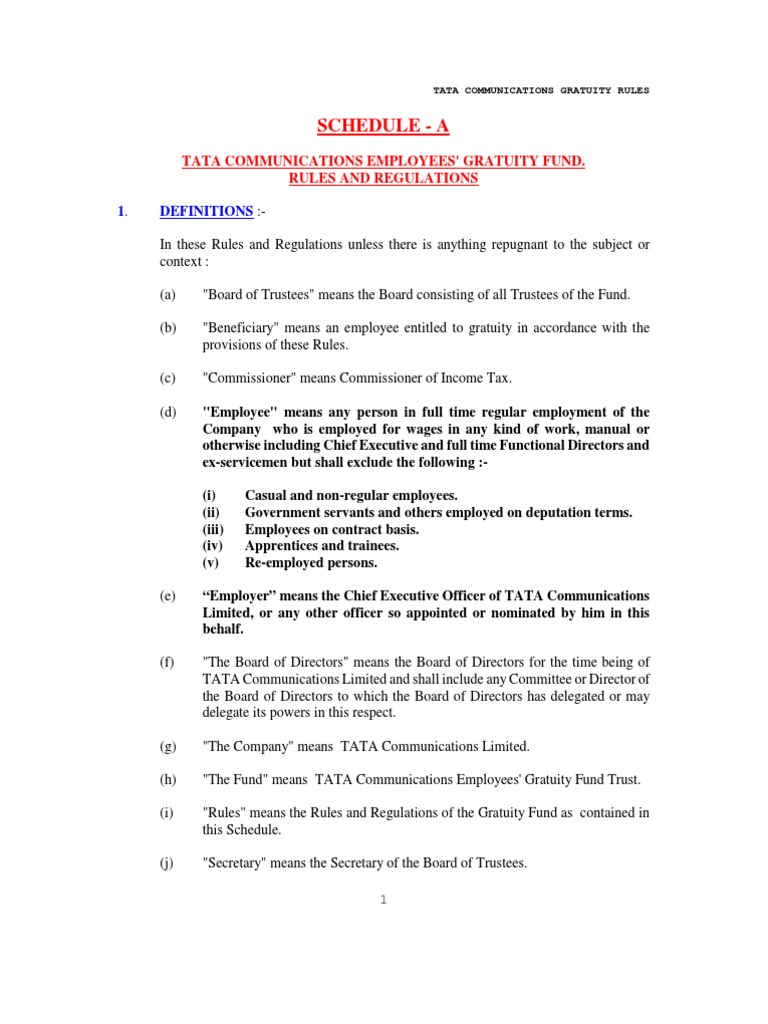 Gratuity Trust Rules PDF Board Of Directors Gratuity