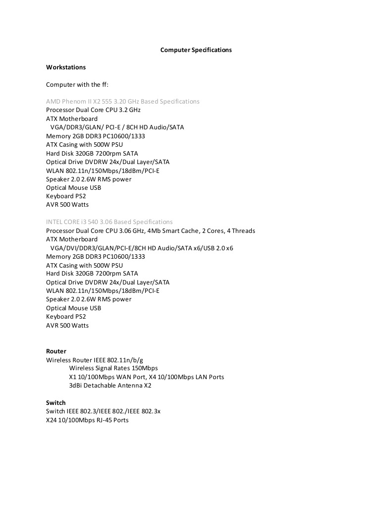 Computer Specifications Overview | PDF | Technology & Engineering