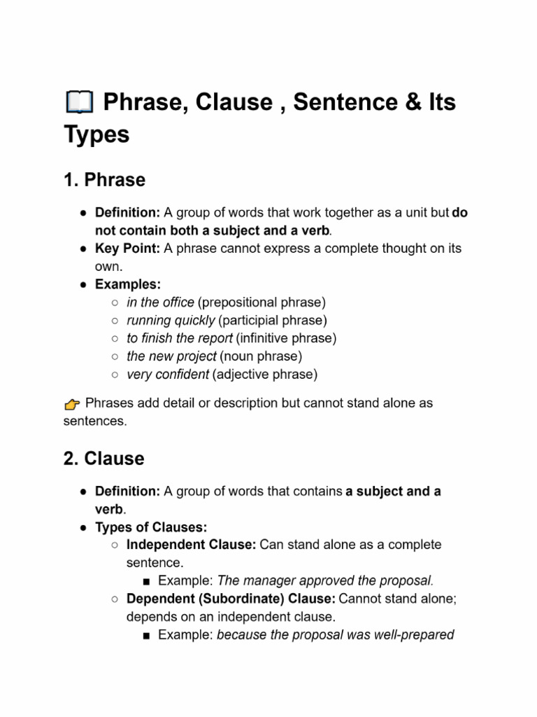 Sentence Structure Examples and Types | PDF