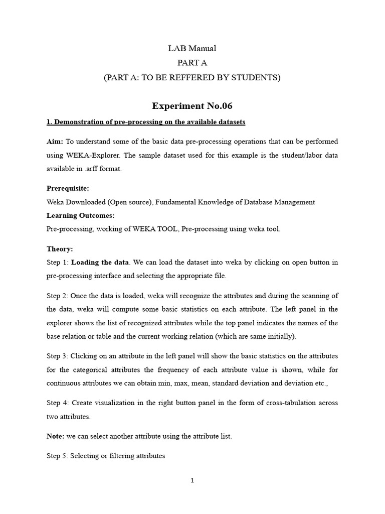 Weka Data Preprocessing Guide | PDF | Level Of Measurement ...