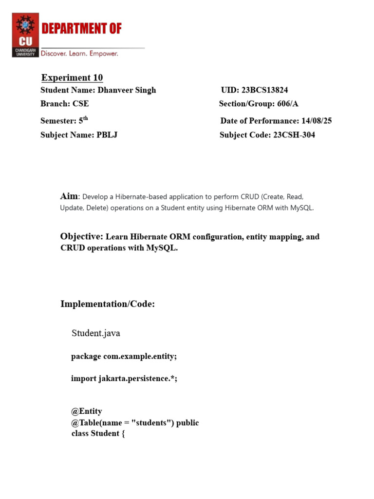 Hibernate CRUD Operations in Java | PDF | Databases | Object Oriented ...
