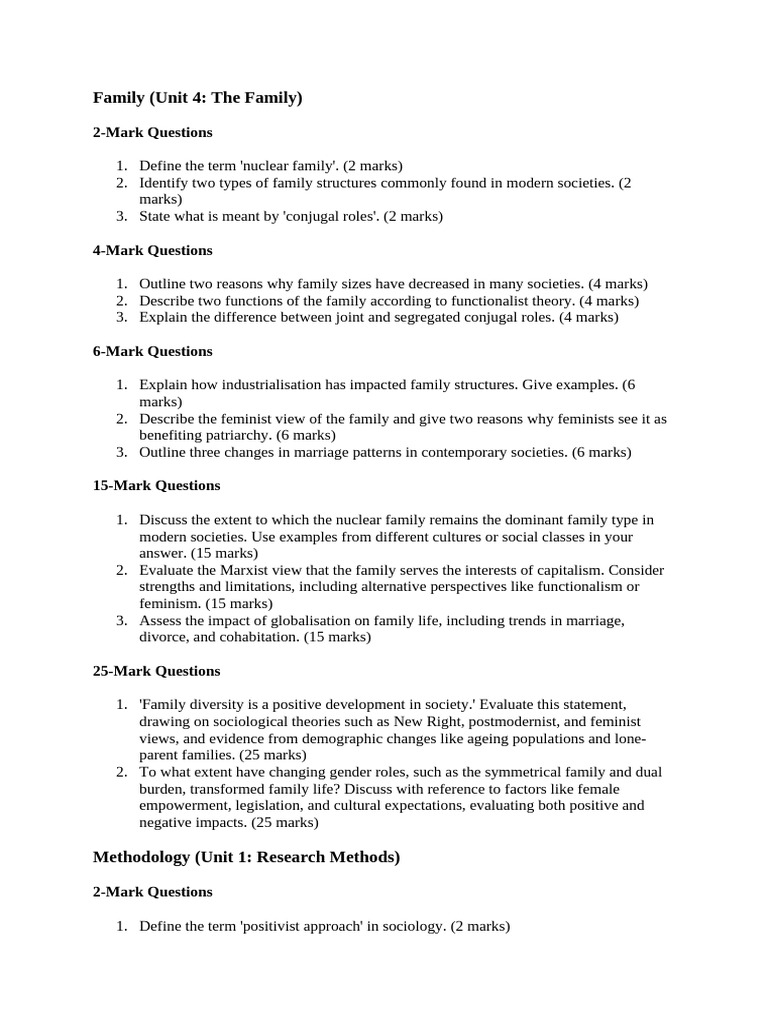 Comprehensive Sociology Exam Questions | PDF | Methodology | Sociology
