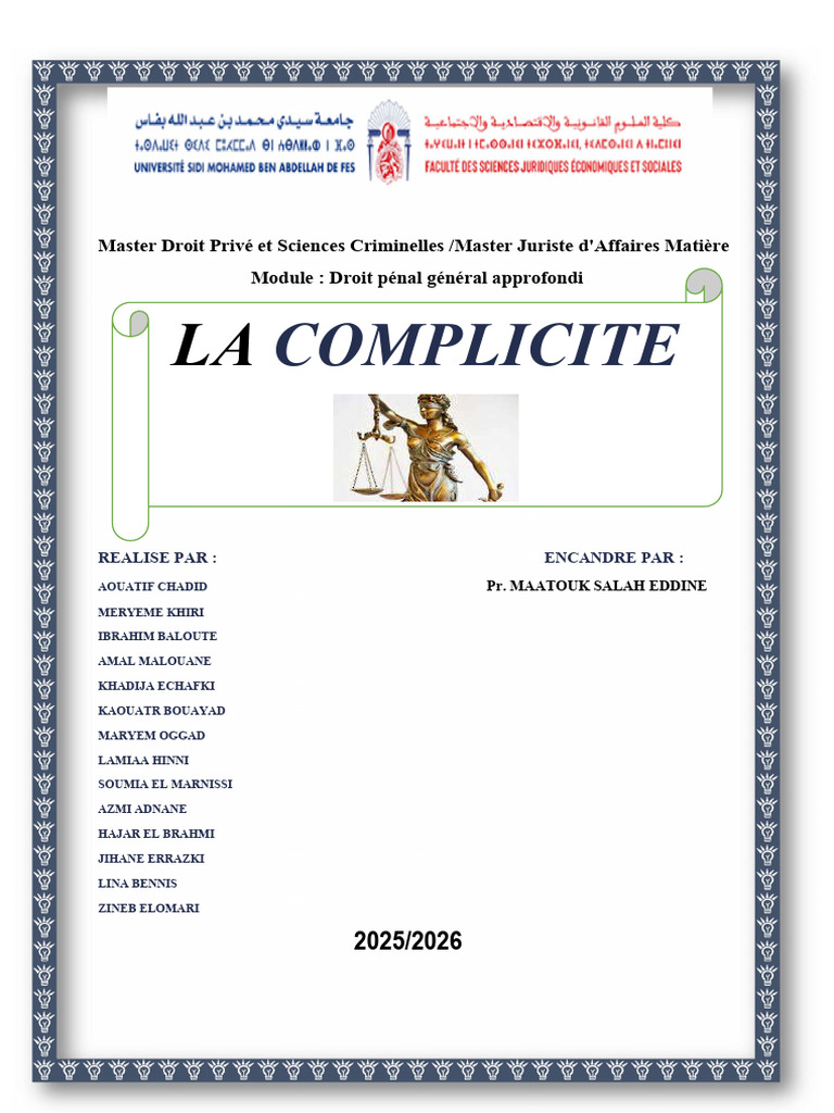 Comprendre la complicité en droit pénal | PDF | Aider et encourager ...