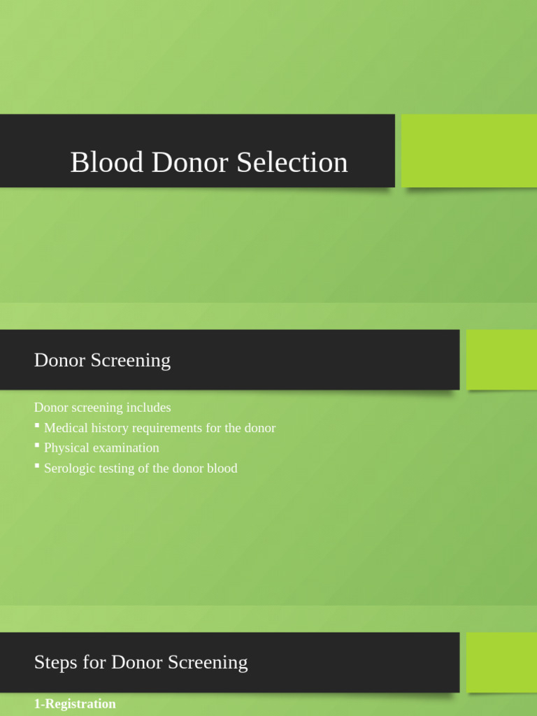 Blood Donor Screening Process Guide | PDF | Blood Donation | Hepatitis C