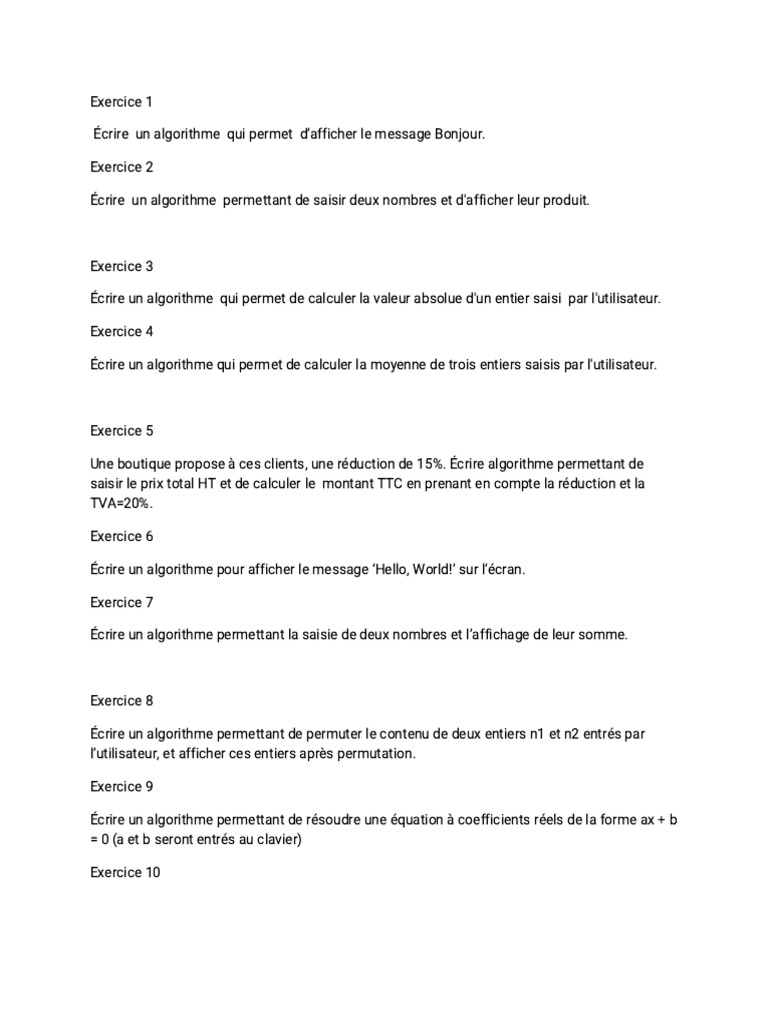 Algorithmes de base en programmation | PDF