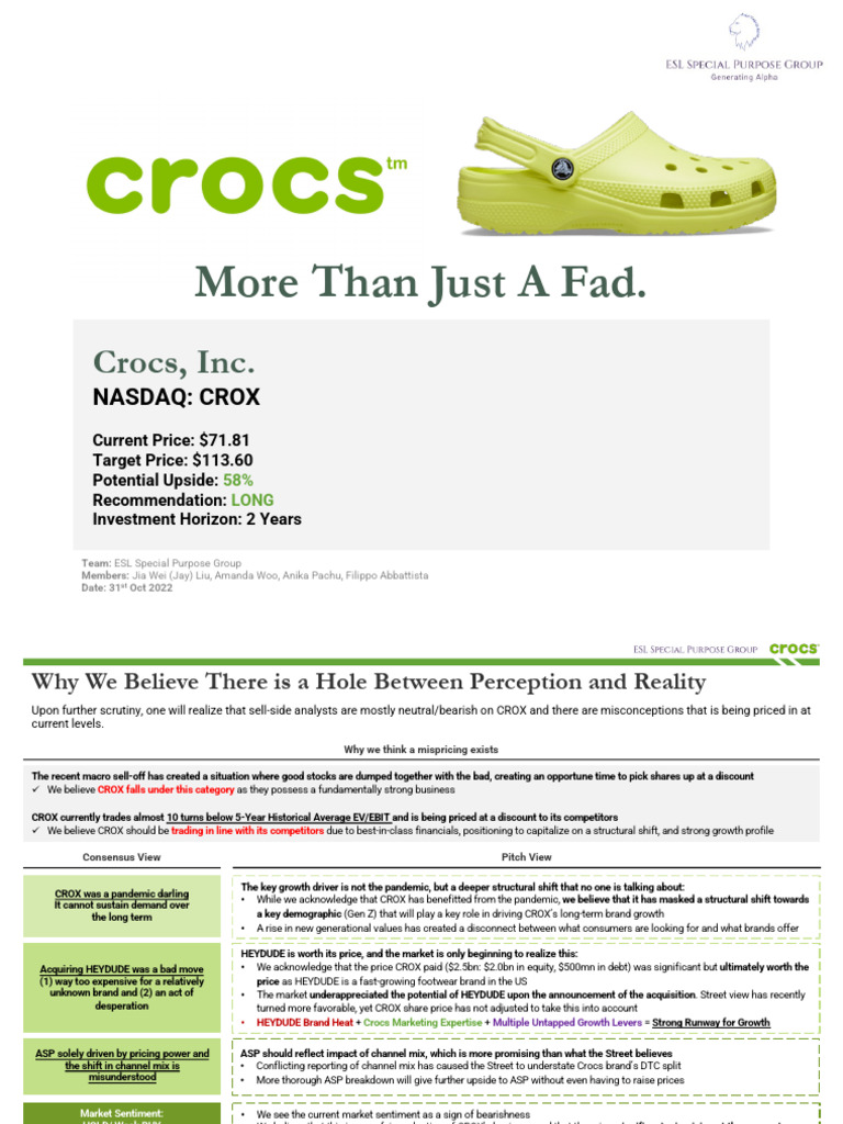 Crocs, Inc. - Fall 22 | PDF | Recession | Brand