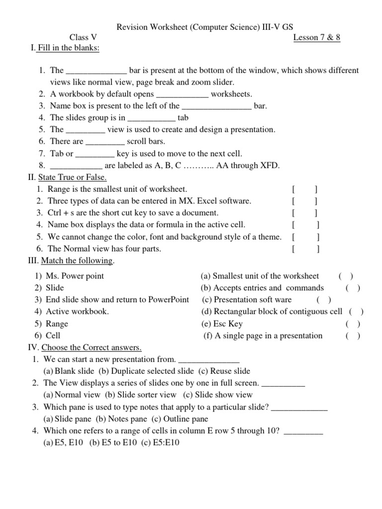 Computer Science Revision Worksheet | PDF | Byte | Computing