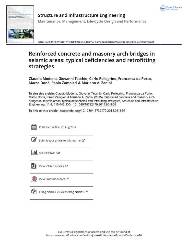 Reinforced Concrete and Masonry Arch Bridges in Seismic Areas Typical ...