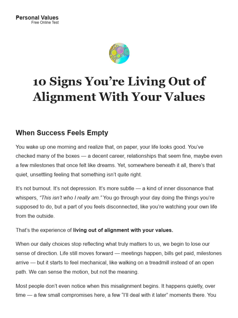 10 Signs of Value Misalignment | PDF | Psychology