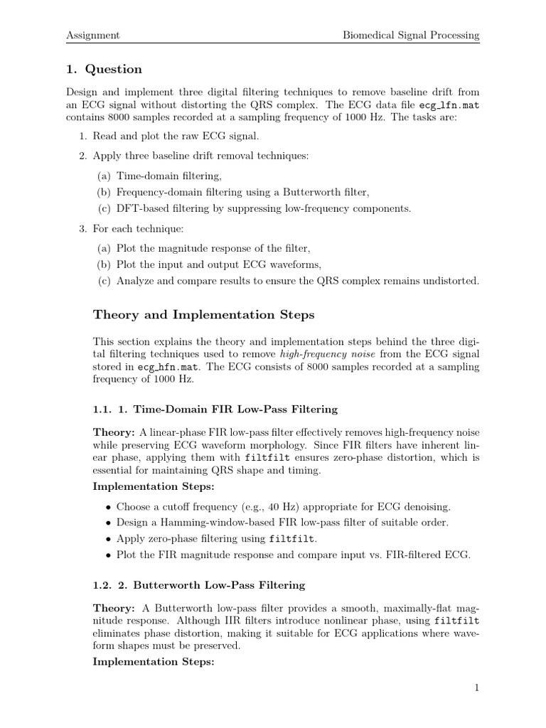 BSP Assignment2 Pages Deleted | PDF | Low Pass Filter | Filter (Signal ...