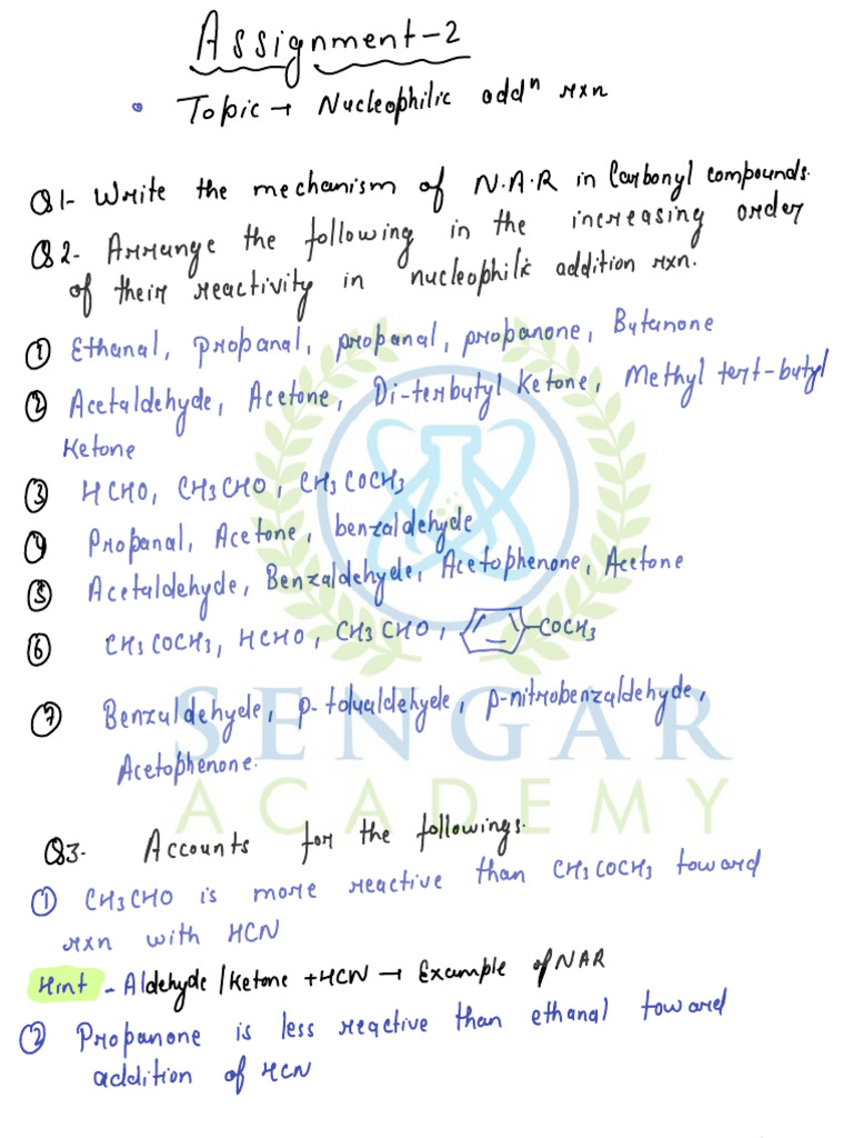 NAR Assignment | PDF | Aldehyde | Functional Group