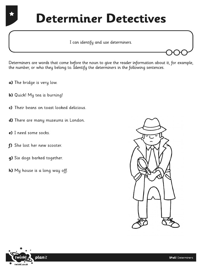 Anjali Anil Nair Differentiated Determiner Detectives Activity Sheet (1 ...
