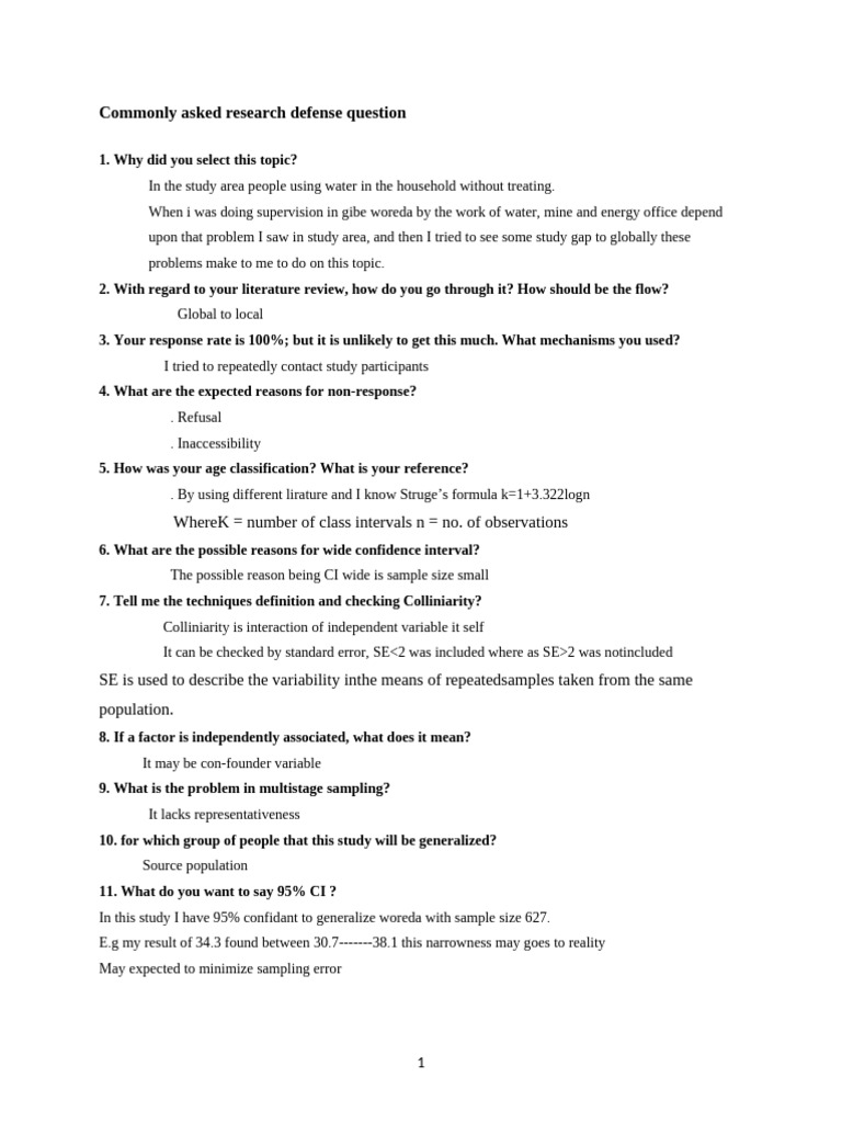 Research Defense Questions Overview | PDF | Sampling (Statistics ...