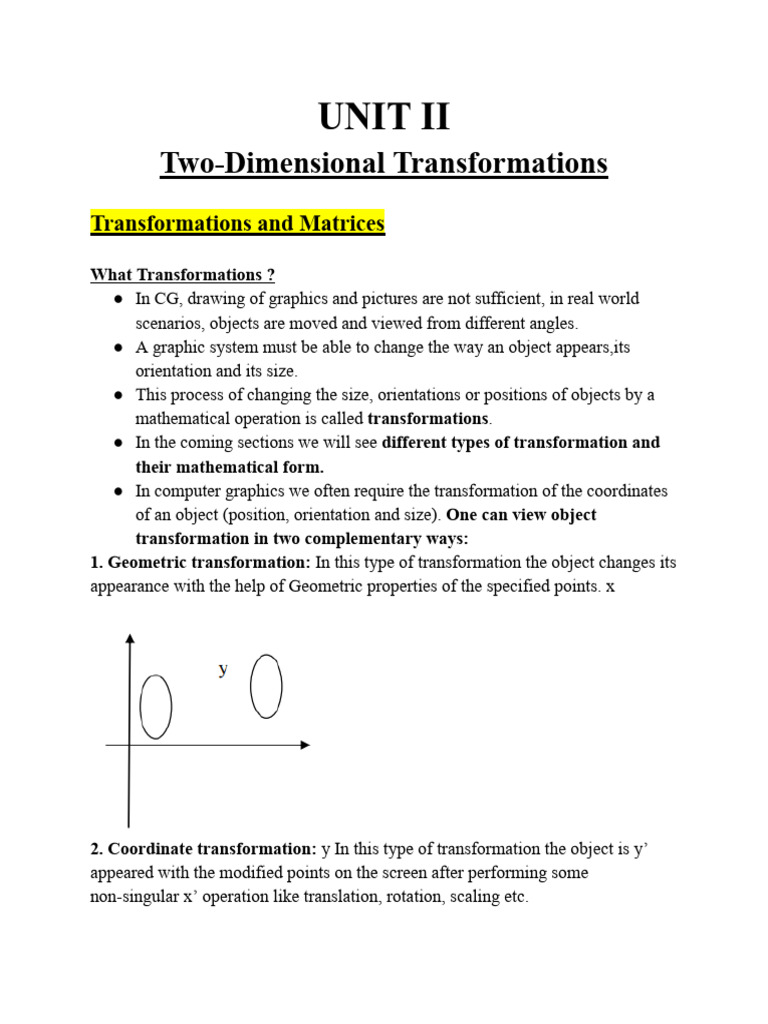 2D Transformations in Computer Graphics | PDF | Cartesian Coordinate ...