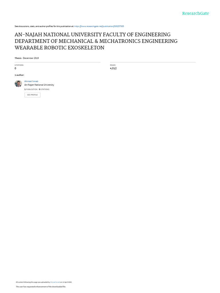 Wearable Robotic Exoskeleton Design | PDF | Anatomical Terms Of Motion ...