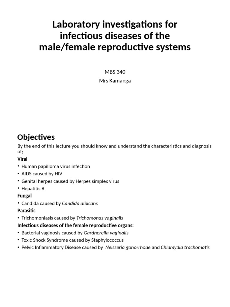 Infectious Diseases of Reproductive Systems | PDF | Infection | Virus
