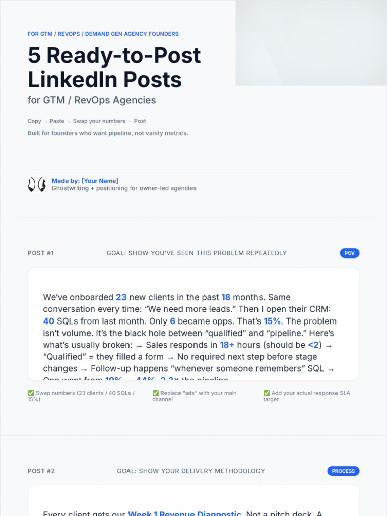 5 Ready-To-Post LinkedIn Posts | PDF