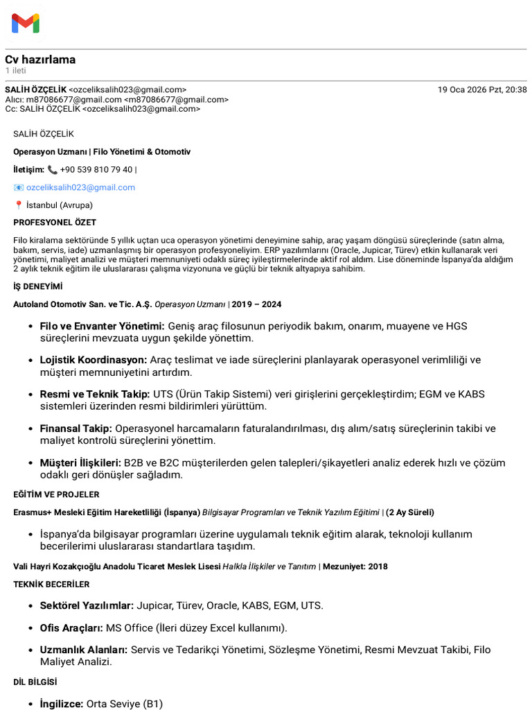 Gmail - CV Hazırlama | PDF