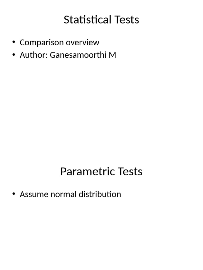 Overview of Statistical Tests | PDF